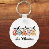 Custom Instructional Coach Educational Coach Retro Sleutelhanger (Voorkant)