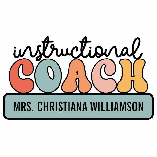 Custom Instructional Coach Educational Coach Retro Staand Fotobeeldje (Voorkant)