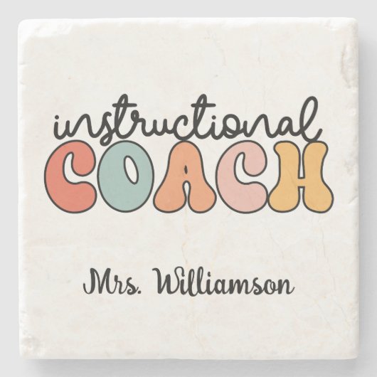 Custom Instructional Coach Educational Coach Retro Stenen Onderzetter (Voorkant)