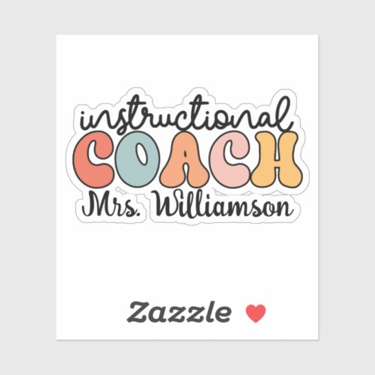 Custom Instructional Coach Educational Coach Retro Sticker (Vel)