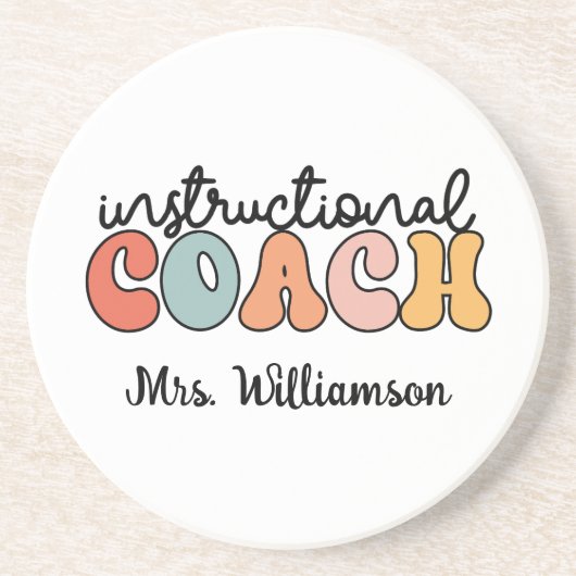Custom Instructional Coach Educational Coach Retro Zandsteen Onderzetter (Voorkant)
