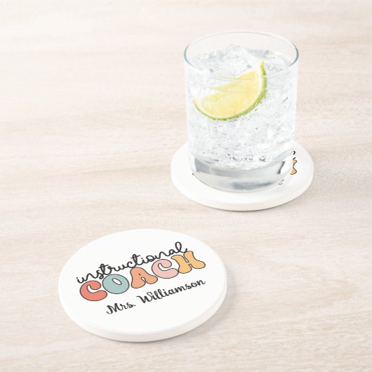 Custom Instructional Coach Educational Coach Retro Zandsteen Onderzetter (Zijkant)