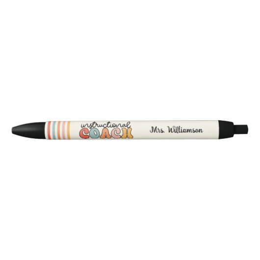 Custom Instructional Coach Educational Coach Retro Zwarte Inkt Pen (Voorkant)