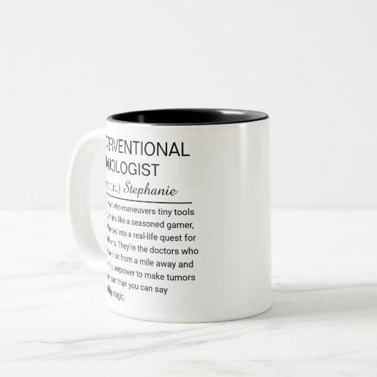 Custom Interventional Radiologist Definition Funny Tweekleurige Koffiemok (Voorkant links)