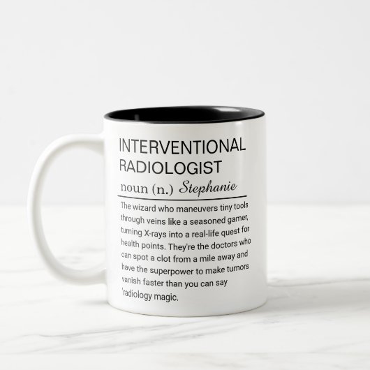 Custom Interventional Radiologist Definition Funny Tweekleurige Koffiemok (Links)