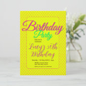 Custom Invitation, Polka Dots, Birthday Party Kaart (Staand voorkant)