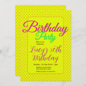 Custom Invitation, Polka Dots, Birthday Party Kaart (Voorkant / Achterkant)
