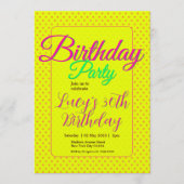 Custom Invitation, Polka Dots, Birthday Party Kaart (Voorkant)