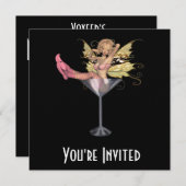 CUSTOM INVITES - Pink Martini Glass 3D Fairy Girl Kaart (Voorkant / Achterkant)