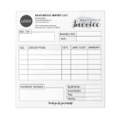 Custom invoice Form with Logo, Gray Small Business Notitieblok (Voorkant)