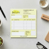 Custom Invoice Receipt, Yellow Small Business Name Notitieblok