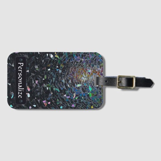 Custom Iridescent Abstract Stained Glass Pattern Bagagelabel (Voorkant (horizontaal))