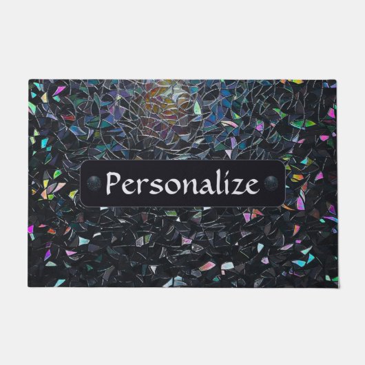 Custom Iridescent Abstract Stained Glass Pattern Deurmat (Voorkant)