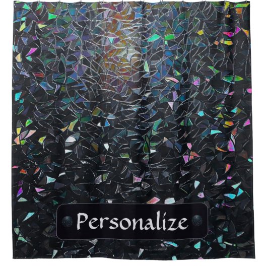 Custom Iridescent Abstract Stained Glass Pattern Douchegordijn (Voorkant)