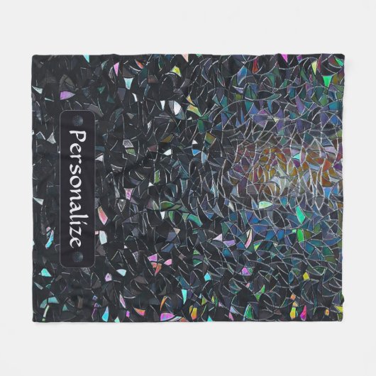 Custom Iridescent Abstract Stained Glass Pattern Fleece Deken (Voorkant (Horizontaal))