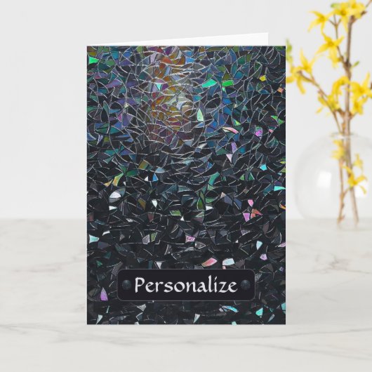 Custom Iridescent Abstract Stained Glass Pattern Kaart (Gele Bloem)