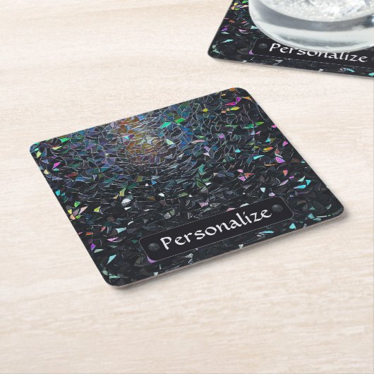 Custom Iridescent Abstract Stained Glass Pattern Kartonnen Onderzetters (Schuin)