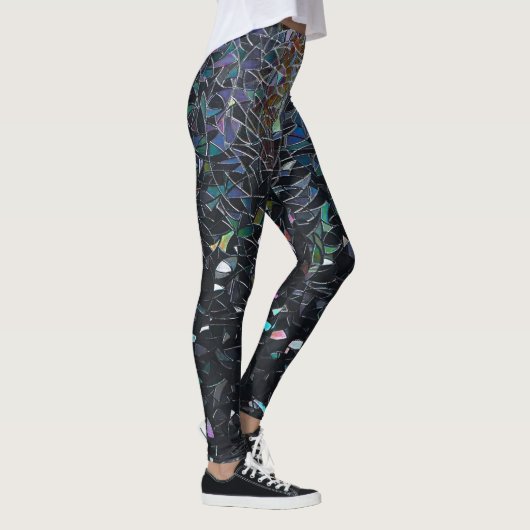 Custom Iridescent Abstract Stained Glass Pattern Leggings (Rechts)