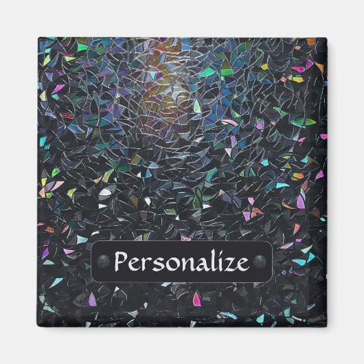 Custom Iridescent Abstract Stained Glass Pattern Magneet (Voorkant)