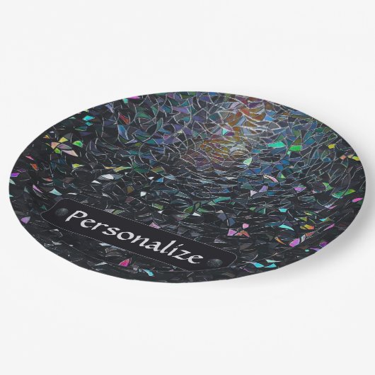 Custom Iridescent Abstract Stained Glass Pattern Papieren Bordje (Gekanteld)