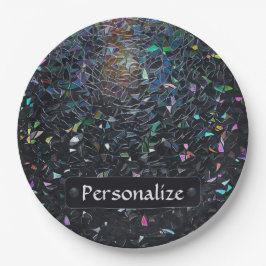 Custom Iridescent Abstract Stained Glass Pattern Papieren Bordje