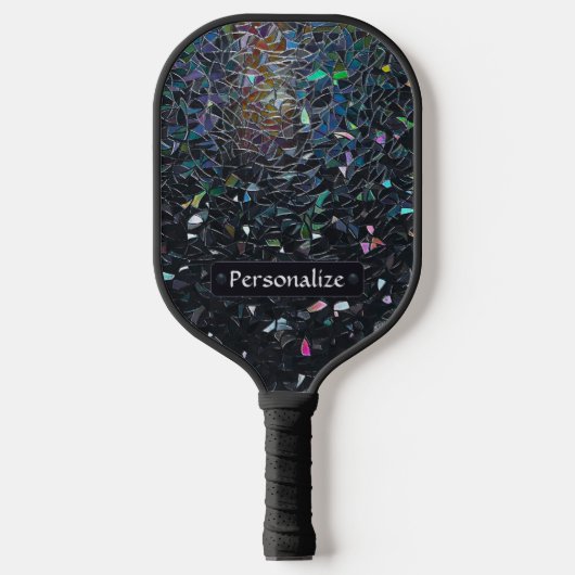 Custom Iridescent Abstract Stained Glass Pattern Pickleball Paddle (Voorkant)