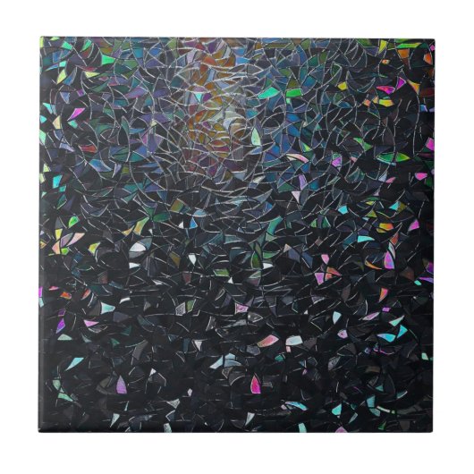 Custom Iridescent Abstract Stained Glass Pattern Tegeltje (Voorkant)