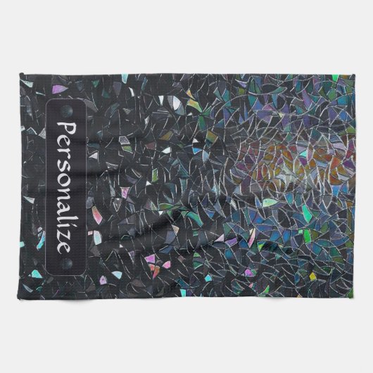 Custom Iridescent Abstract Stained Glass Pattern Theedoek (Horizontaal)