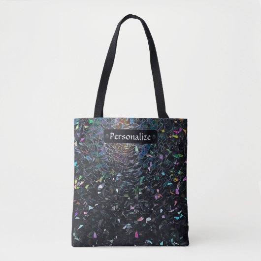 Custom Iridescent Abstract Stained Glass Pattern Tote Bag (Voorkant)