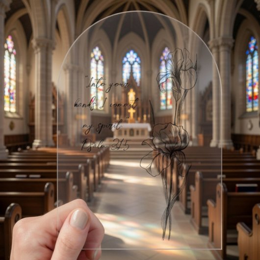 Custom Iris Arch Acrylic Memorial Card Acryl Uitnodigingen