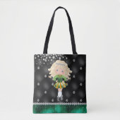 Custom Irish Dance Blond Girl Green, zwart Tote Bag (Voorkant)