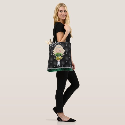 Custom Irish Dance Blond Girl Green, zwart Tote Bag (Op model)