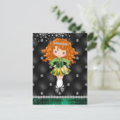 Custom Irish Dance Redhead Girl Green, Black Briefkaart (Staand voorkant)