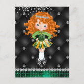 Custom Irish Dance Redhead Girl Green, Black Briefkaart (Voorkant)