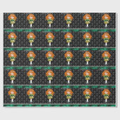 Custom Irish Dance Redhead Girl Green, Black Cadeaupapier (Vlak)