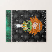Custom Irish Dance Redhead Girl Green, Black Legpuzzel (Horizontaal)