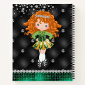 Custom Irish Dance Redhead Girl Green, Black Notitieboek (Achterkant)