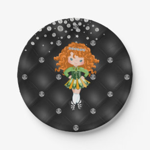 Custom Irish Dance Redhead Girl Green, Black Papieren Bordje