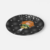 Custom Irish Dance Redhead Girl Green, Black Papieren Bordje (Gekanteld)