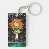 Custom Irish Dance Redhead Girl Green, Black Sleutelhanger (achterkant)