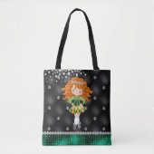 Custom Irish Dance Redhead Girl Green, Black Tote Bag (Voorkant)