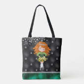Custom Irish Dance Redhead Girl Green, Black Tote Bag (Achterkant)