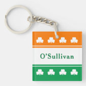 Custom Irish Family Monogram Ireland Flag Sleutelhanger (Voorkant)