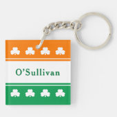 Custom Irish Family Monogram Ireland Flag Sleutelhanger (Achterkant)
