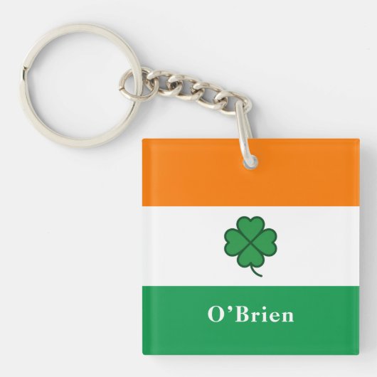 Custom Irish Flag Bottle Opener with Last Name Sleutelhanger (voorkant)