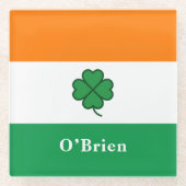 Custom Irish Flag with Last Name Glazen Onderzetter (Voorkant)