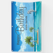 Custom Island Dolfijn Gelukkige Verjaardag Banner (Verticaal)