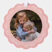 Custom Ivoor Wit Mandala krans op perzik roze Ornament Kaart (Voorkant)