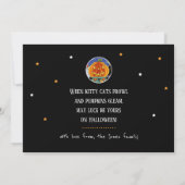 Custom Jack O'Lantern Halloween Heks Cat Flat Kaart (Achterkant)