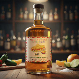 Custom Jalapeño & Clementine Infused Tequila Label Likeurfles Etiket